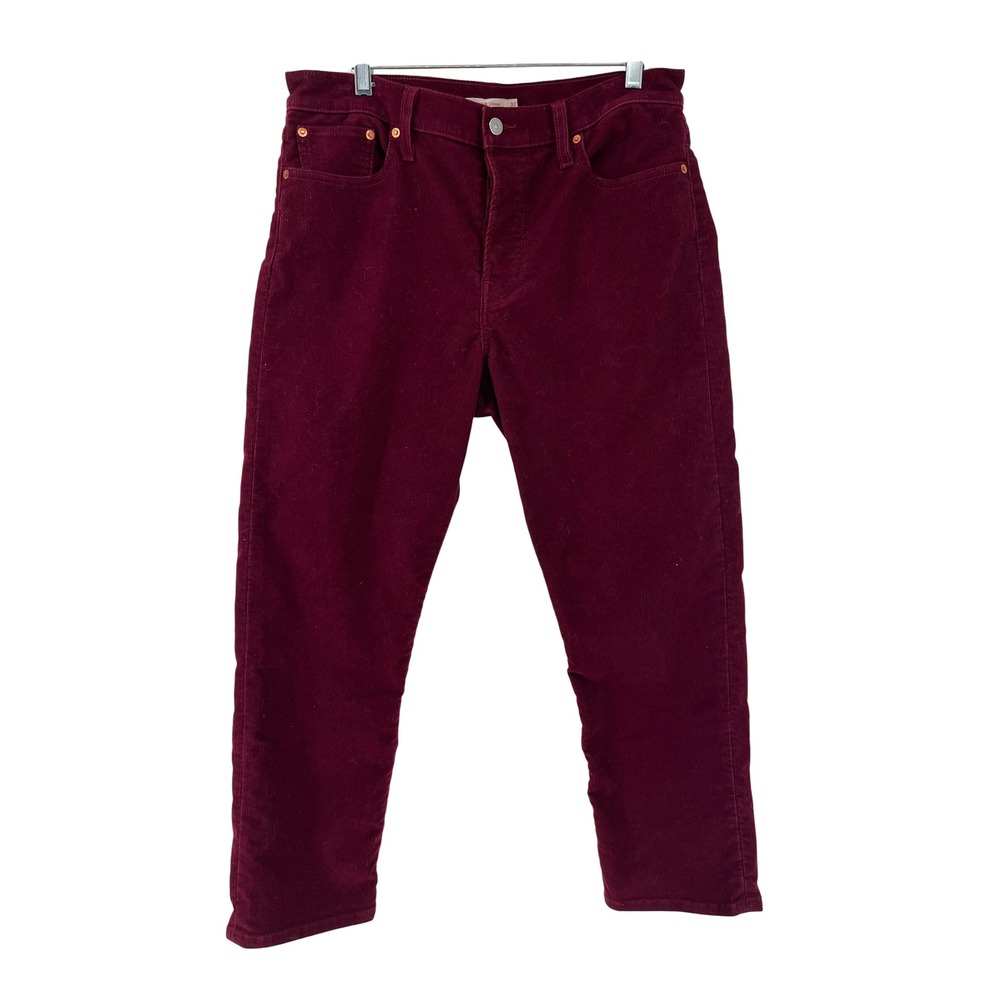 Levis Wedgie‎ Straight Corduroy Pants Burgundy Wine Red High Rise Womens 32 x 26